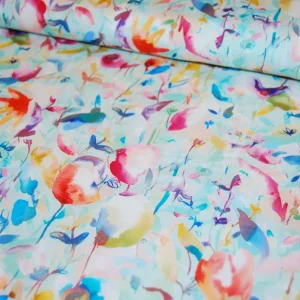 Akvarellblommor viskos poplin