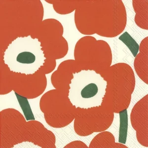 Servetter - Unikko Orange Green