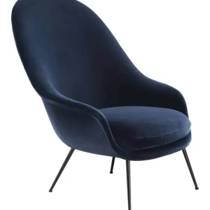 Bat Lounge Chair High Back Conic Base Black Matt