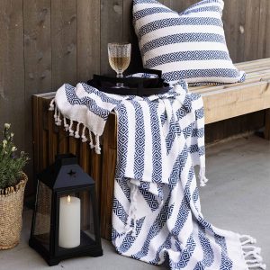 Santorini pledd blått